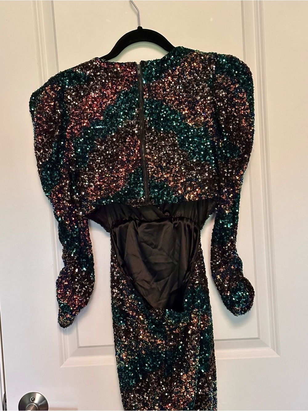 ASTR The Label Jayla Sequin Cutout Midi Cocktail Dress Multicolor M - Picture 6 of 10